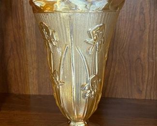 Jeanette glass Iris and Herringbone vase