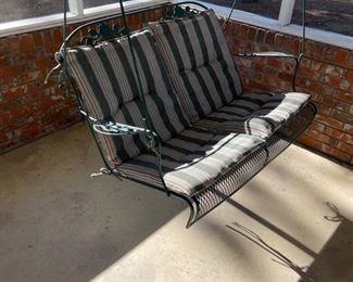 Wrought iron porch swing