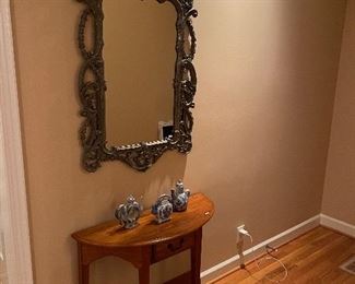 oak table. Mirror