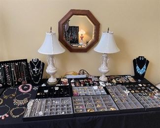 Large estate jewelry collection, including Costume, gold, sterling, gemstone.  This is a true estate jjewelry collection. There are some bags of scrap gold available for sale, at market price 1.28.22.
