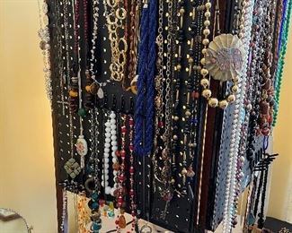 Large estate jewelry collection, including Costume, gold, sterling, gemstone.  This is a true estate jjewelry collection. There are some bags of scrap gold available for sale, at market price 1.28.22.