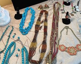 Large estate jewelry collection, including Costume, gold, sterling, gemstone.  This is a true estate jjewelry collection. There are some bags of scrap gold available for sale, at market price 1.28.22.