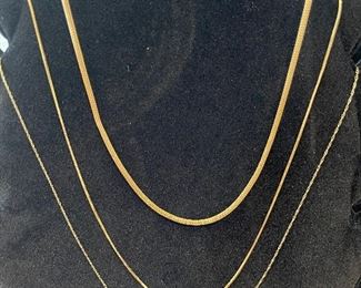 14 Kt  gold rope chain by Michael Anthony, 14 Kt  gold chain and 10 Kt  gold chain.  