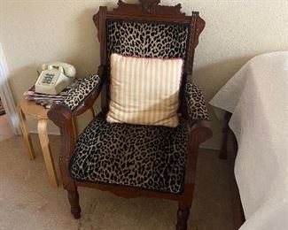 Great vintage leopard chair with casters
