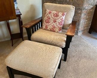Ethan Allen mission style chair with ottoman