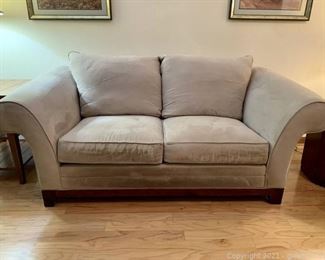 Creamy MicroSuede Mod 2 Cushion Small Sofa Large Loveseat