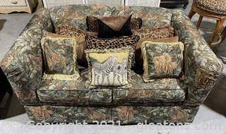 Safari Inspired Upholstered Twin Sleeper Sofa Loveseat