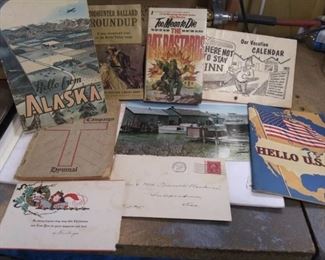 Old Paper Booklets, 2 cent stamp, large postcard and more, condition fair to good