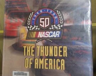 1998 The Thunder Of America 1948-1998 50 years of NASCAR, condition fair, loose spine and torn page, large book