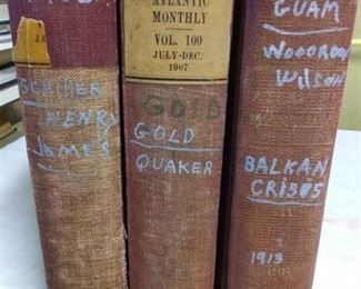 1905, 1907 & 1913 Altlantic Monthly Books, ex library books, condition good for age