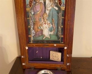 This antique Holy Family Prayer Altar is just breath taking! The homeowners great grandmother brought it here from Poland. 