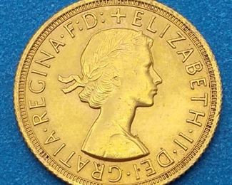 Rare 1958 British Gold Sovereign Coin--Queen Elizabeth II
