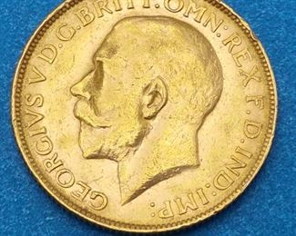 Rare 1918 British Gold Sovereign Coin--King George V