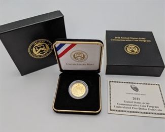 2011 United States Army Commemorative ~1/4 Ounce $5 Gold Uncirculated Coin
