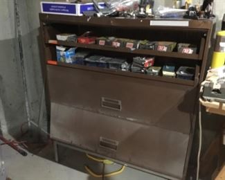 Industrial cabinet with pull out drawers