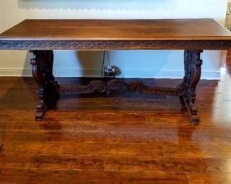 Carved Wood Sofa Console Table