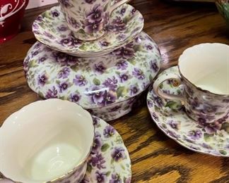 Purple Floral Tea Set