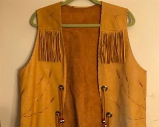 Vintage Leather Fringe Native American Vest