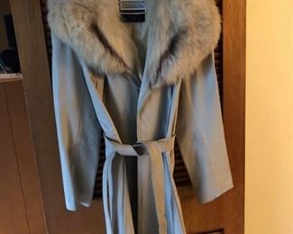 Vintage Suburban Heritage Leather Coat with Fur Collar