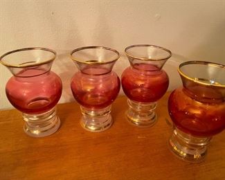 Vintage Pink Gold Rimmed Glassware
