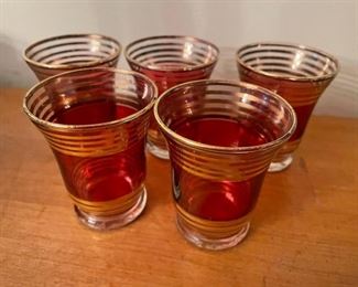 Vintage Pink Glassware with Gold Detail