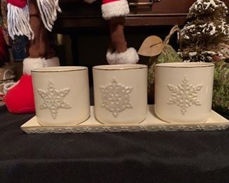 Lenox Snowflake Tea Candle Holder Set