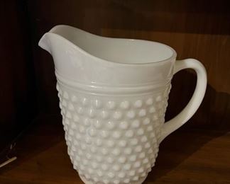 Vintage Hobnail Milk Glass Pitcher