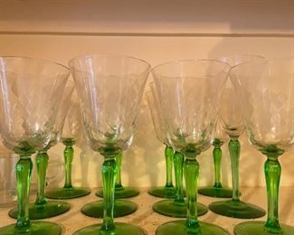 Green Stemmed Wine Glasses