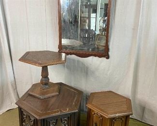 Antique Mirror And Side Tables