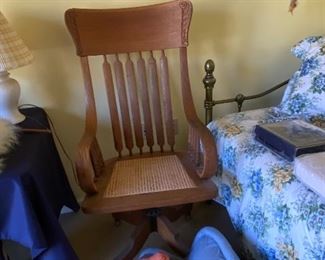 Antique ‘Bent Arm’ Office Chair w/ Cane Seat