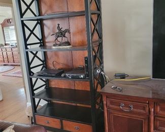 $175 Arhaus Montaigne adjustable six shelf bookcase with two bottom drawers. 