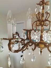 $350 vintage brass and crystal chandelier