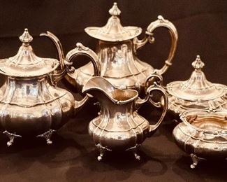 Fisher Sterling Silver 5 pc. Tea Set.  “Footed Duncan”