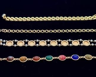 14k gold bracelets, Scarab Multi Gemstone Bracelet 