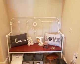 antique bed made into seat