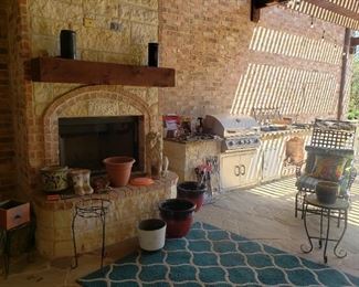 outdoor furniture, flower pots, grilling items