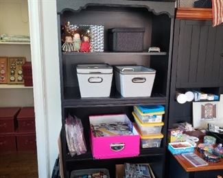 bookshelves and desk