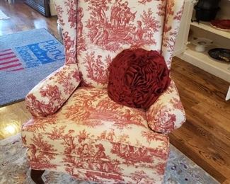 red toile chairs