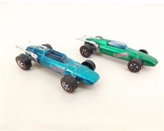 2 Original Hot Wheels Redlines "Indy Eagle" Green and Aqua Color Variations

