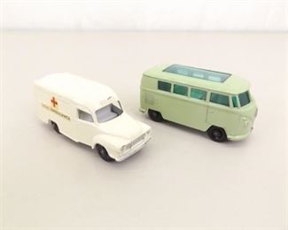2 Original Lesney Matchbox "Lomas Ambulance" #14 and "Volkswagen Caravette" #34

