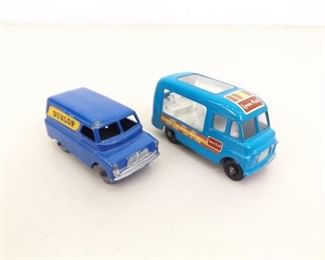 2 Original Lesney Matchbox "Commer Ice Cream Canteen" #47 and "Bedford Dunlop Van" #25
