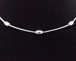 .925 Sterling Silver Snake Link Oval Bead 16.25" Necklace
