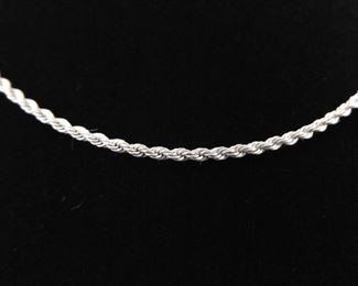 .925 Sterling Silver Rope Chain 18.25" Necklace
