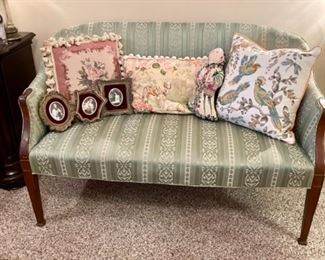 Antique Green Stripe Loveseat