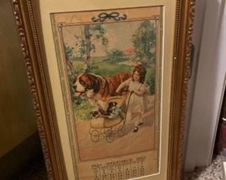Antique Framed Calendar 