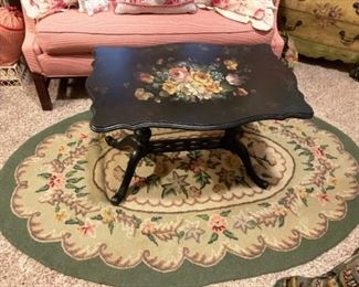 Antique Tole Painted Coffee Table