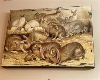 Rabbits on Wood 