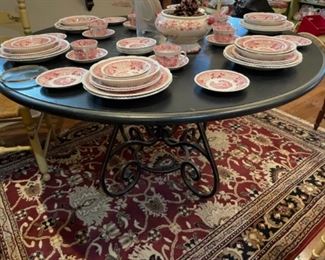 Large Round Dining Table With Wrought Iron Base