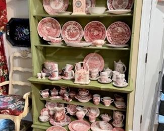 Large Selection of Red & White Transferware