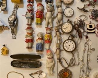 Antique Frozen Charlotte Dolls & Pocket Watches